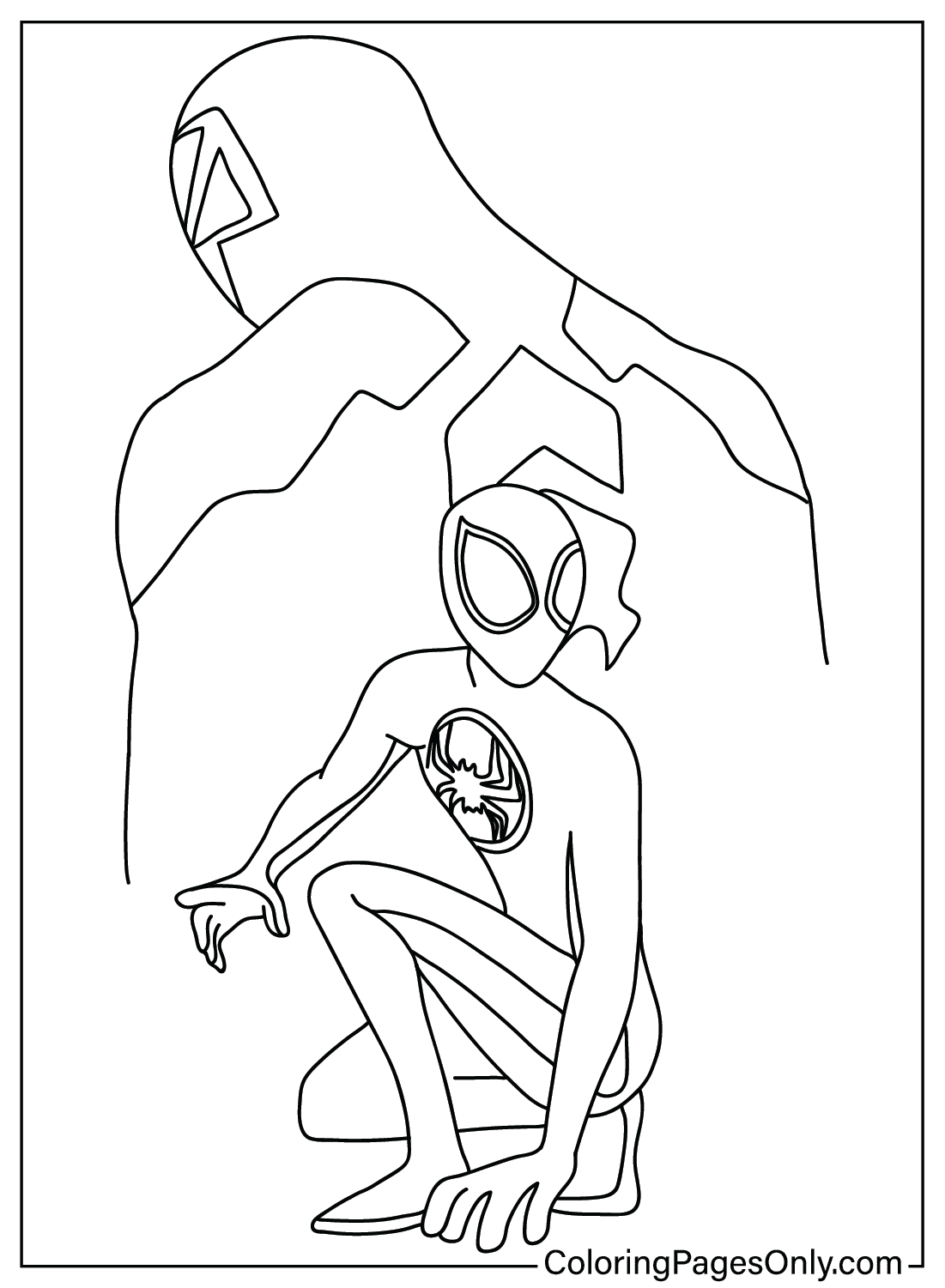 Homem-Aranha através da aranha para colorir - páginas para colorir  gratuitas para impressão